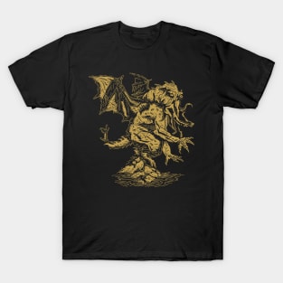 Cthulhu, Lovecraft, HEJK81, gold T-Shirt